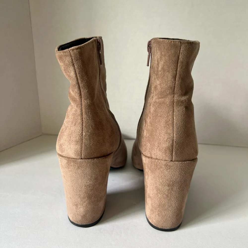 Fashion Nova Tan Suede Ankle Booties